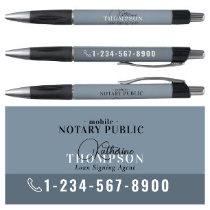Notary Signing Agent Modern Blue Phone Number Pen