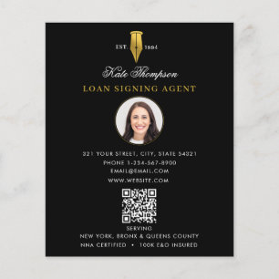 Notary Signing Agent  Modern Gold QR Code Photo Flyer