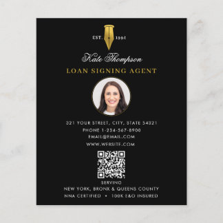 Notary Signing Agent  Modern Gold QR Code Photo Flyer