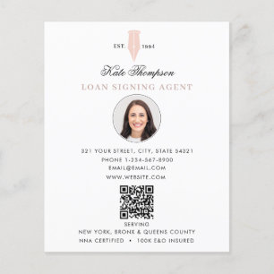 Notary Signing Agent Modern Pink QR Code Photo Flyer