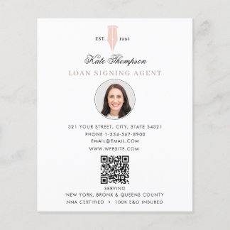 Notary Signing Agent  Modern Pink QR Code Photo Flyer