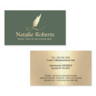Notary Signing Agent Sage Green & Gold Quill Logo 