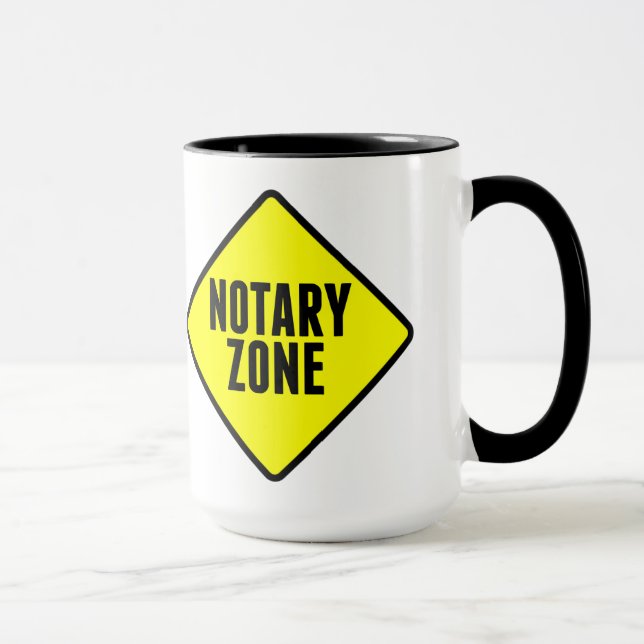 Notary Zone Yellow Road Sign Mug (Right)