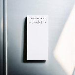 Note Calligraphy Minimalist White Magnetic Notepad<br><div class="desc">Stay organized in style with this personalized magnetic notepad, designed for those who appreciate both functionality and aesthetics. Featuring your name in a sleek, modern sans serif font, this notepad is as chic as it is practical. The heading "Notes" is elegantly crafted in modern calligraphy, adding a touch of sophistication...</div>