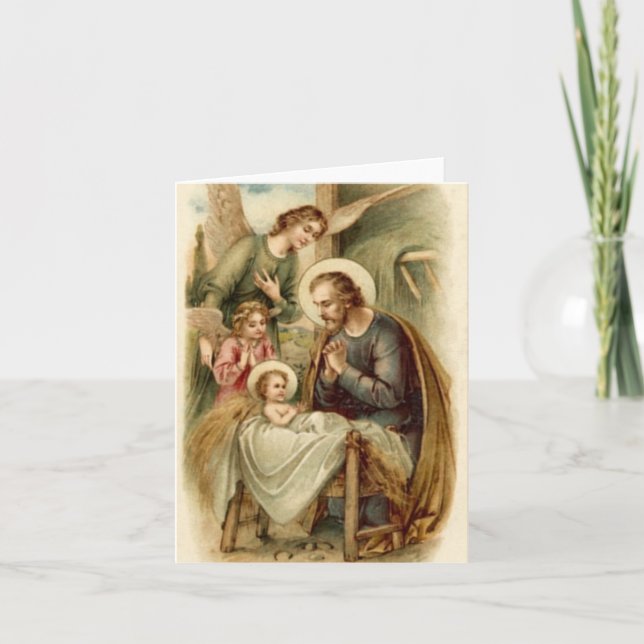 Note Card (Blank/Custom): St. Joseph Nativity (Front)