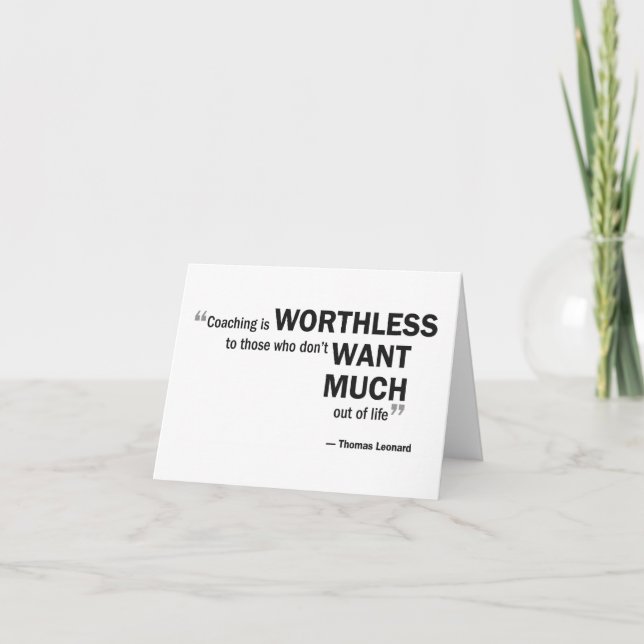 Note card - 'Coaching is worthless...' (Front)