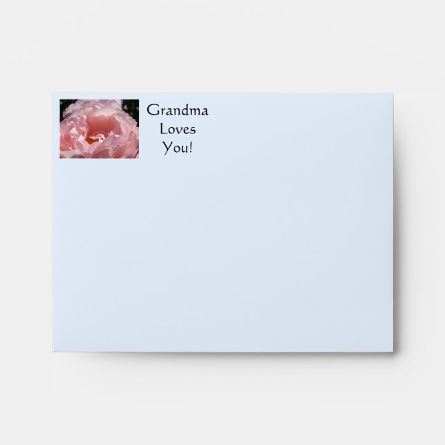 Note Card evelops custom Pink Rose Flowers Floral Envelopes (Front)