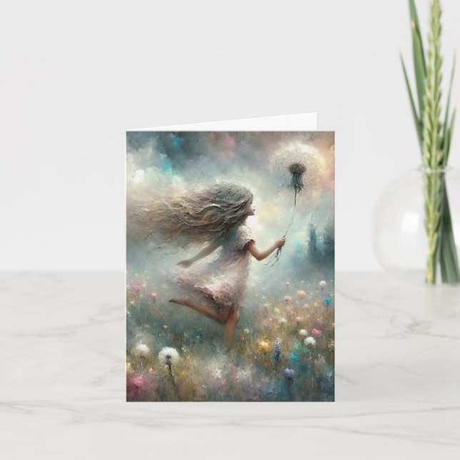 Note Card Girl With Dandelion (Front)