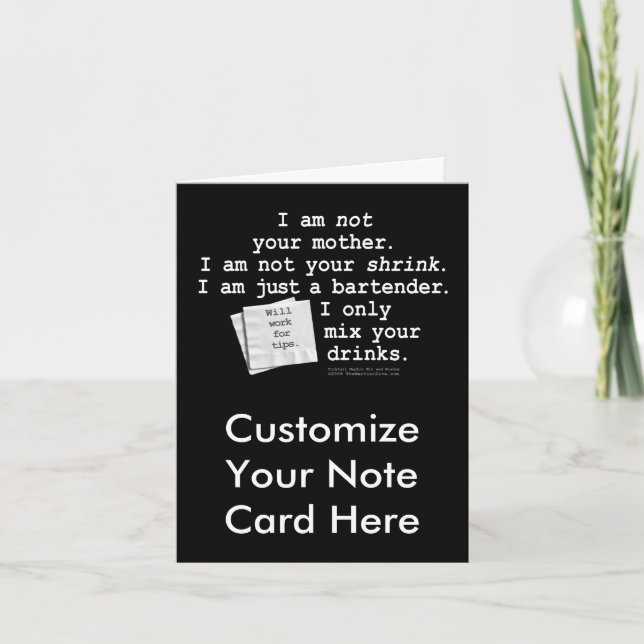 Note Card - I'M A BARTENDER (Front)