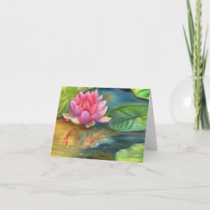 Note Card - Lotus Flower and Goldfish