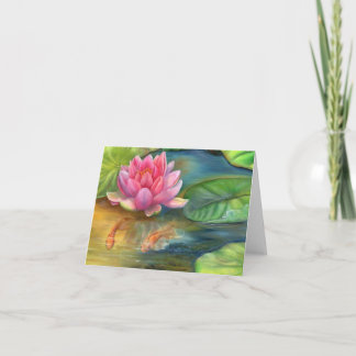 Note Card - Lotus Flower and Goldfish