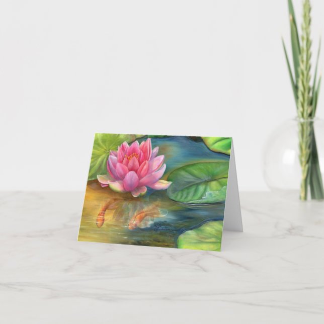 Note Card - Lotus Flower and Goldfish (Front)