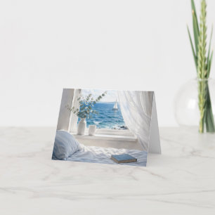 Note Card Ocean View from a Bedroom Window