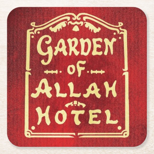 Note card of Garden of Allah Hotel coaster (Front)