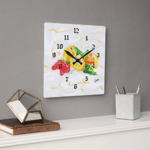 Note Card : Still Life Of Fruit Square Wall Clock