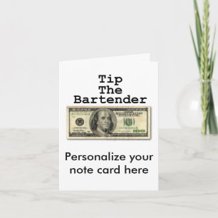 Note Card - TIP THE BARTENDER!