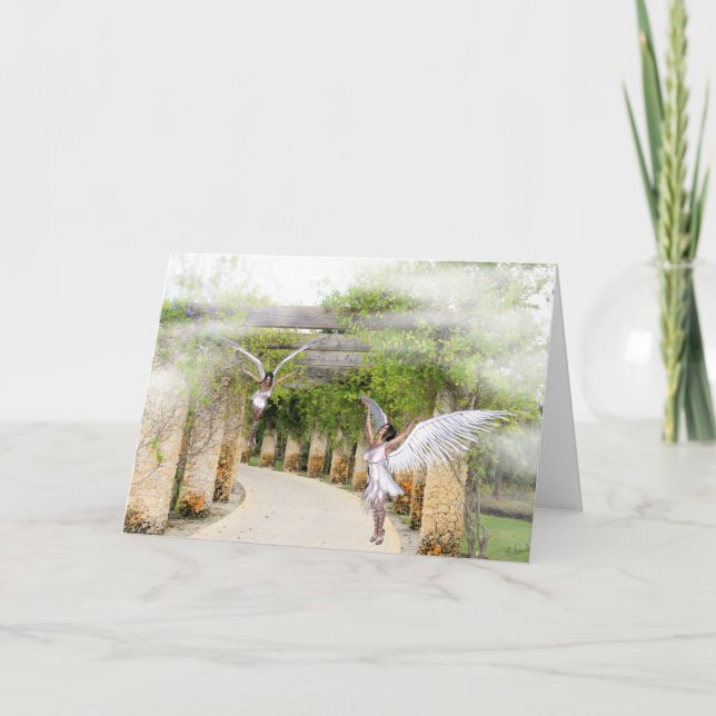 Note Card with Angels under a Stone Arbor (Front)