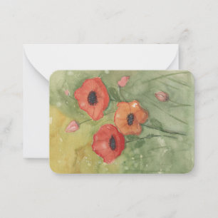 note card with hand-painted poppy flowers
