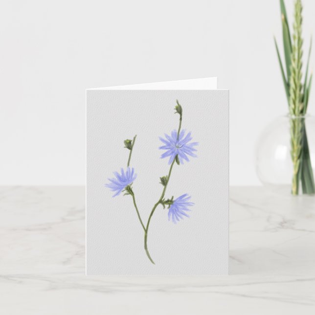 Note Card with Watercolor Cornflower Painting (Front)