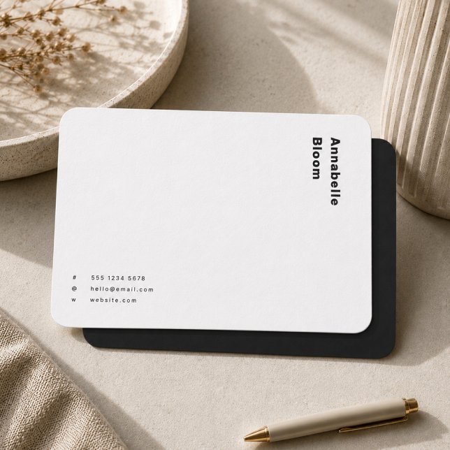 Note Cards | Black & White Stationery Notecard (Minimalist black note cards with custom name and contact details for polished correspondence.)