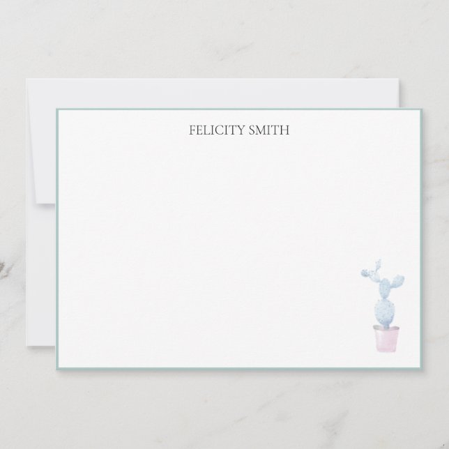 Note Cards Elegant Flat Modern Botanical Cactus (Front)