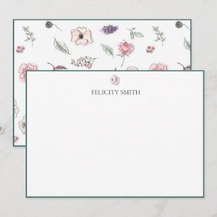 Note Cards Elegant Flat Modern Botanical Flower