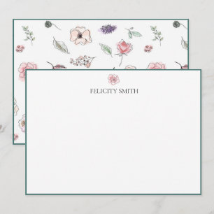 Note Cards Elegant Flat Modern Botanical Flower