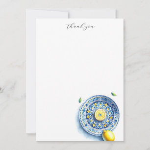 Note Cards Lemons Blue Pattern Plate