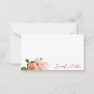 Note Cards Script Watercolor Roses Pastel Colours