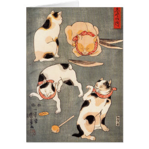Note Crad de chats de Kuniyoshi quatre