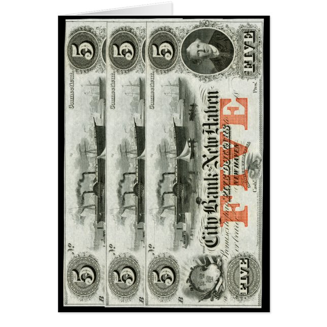 Note de cinq dollars de New Haven 1855 (Devant)