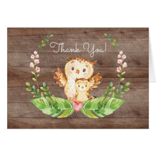 Note de Merci de baby shower de hibou de région