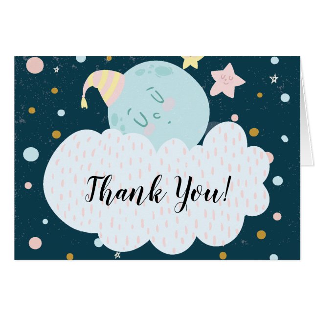 Note de Merci de baby shower de lune (Devant Horizontal)