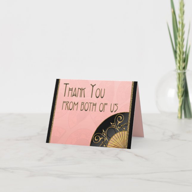 Note de merci (rose) élégante de fan (Devant)