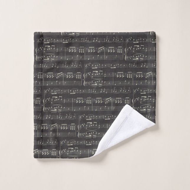 note de musique noire vintage Motif Musicien (Gant de toilette)