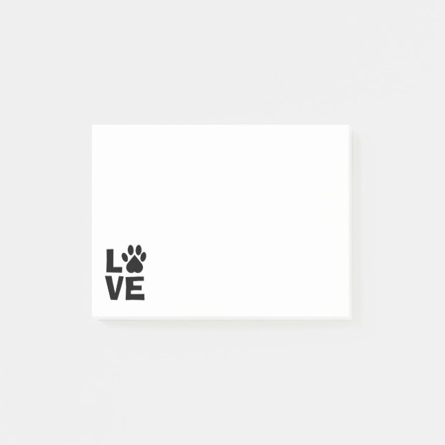 Note de post-it d'empreinte de patte d'amour (Devant)