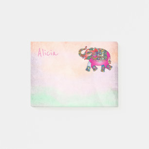 note de post-it faite sur commande d'éléphant rose