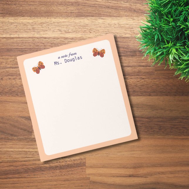 Note Du Bloc-Notes Papillon Papillon De L'Enseigna (Teacher notepad with butterflies.)