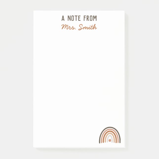 Note D'Un Professeur Boho Rainbow Post-it (Devant)
