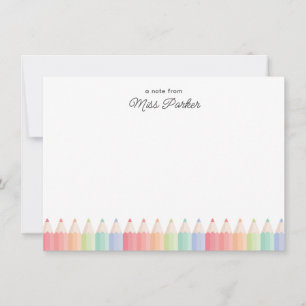 Note From Colourful Rainbow Pencils Teacher Note Card