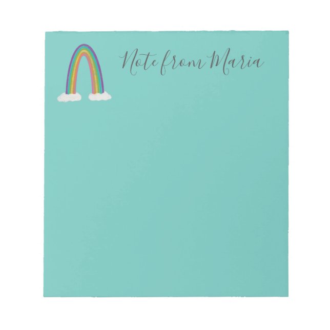 Note From - Personalized Green Blue Notepad  (Front)