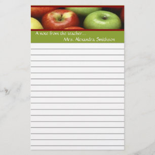 Note From Teacher Personalized Apple Stationery