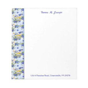 NOTE PAD Birds Blueberries Blue Yel CUSTOM