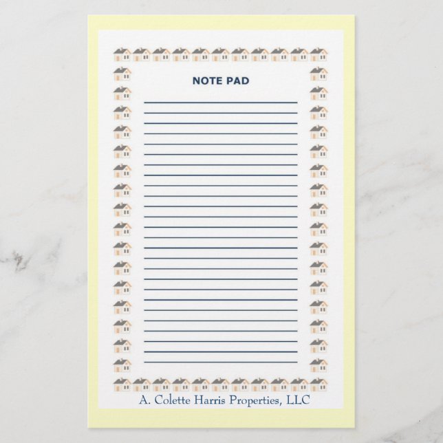 Note Pad- Design 1 Stationery (Front)