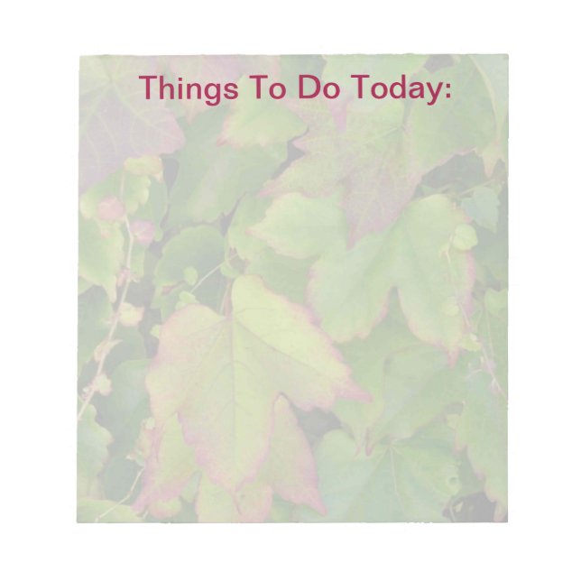 Note Pad--Leaves To Do (Front)