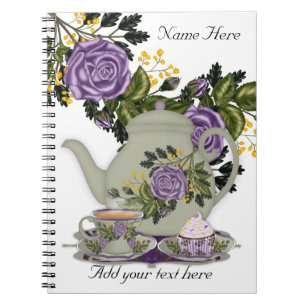 Note Pad With Tea, Cupcakes And Roses Notebook