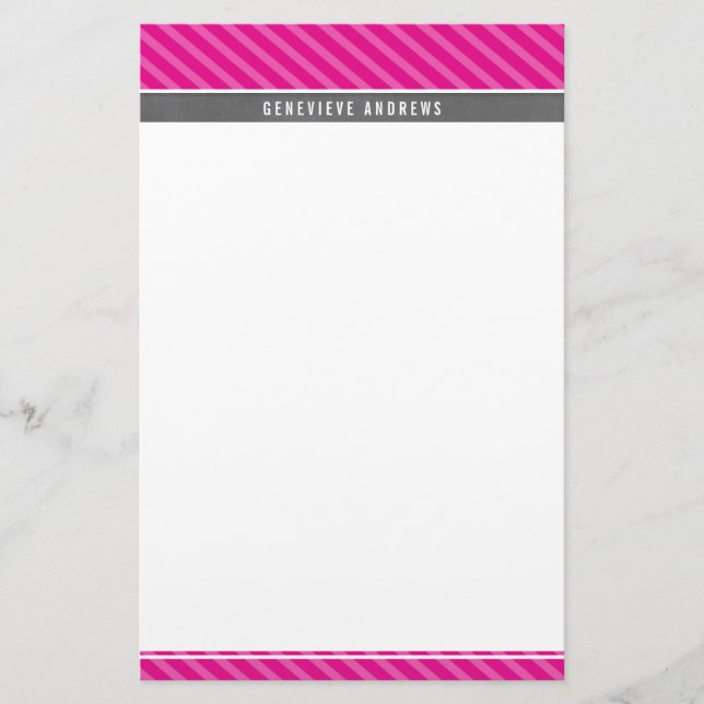 NOTE PAPER diagonal stripe bold grey bright pink (Front)