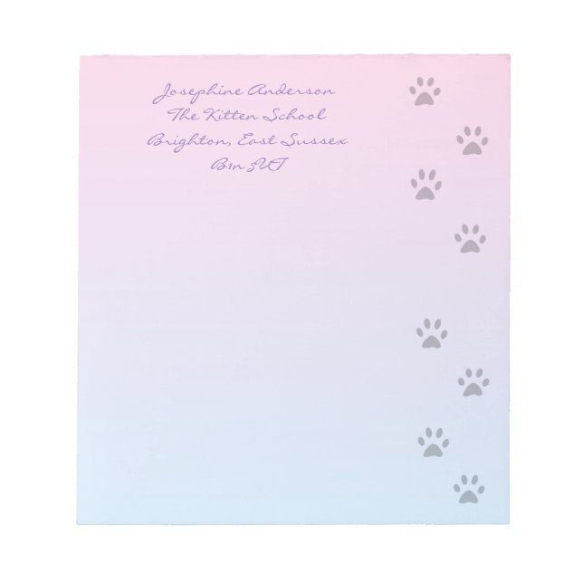 Note Paper with Cat Paw Prints (Front)