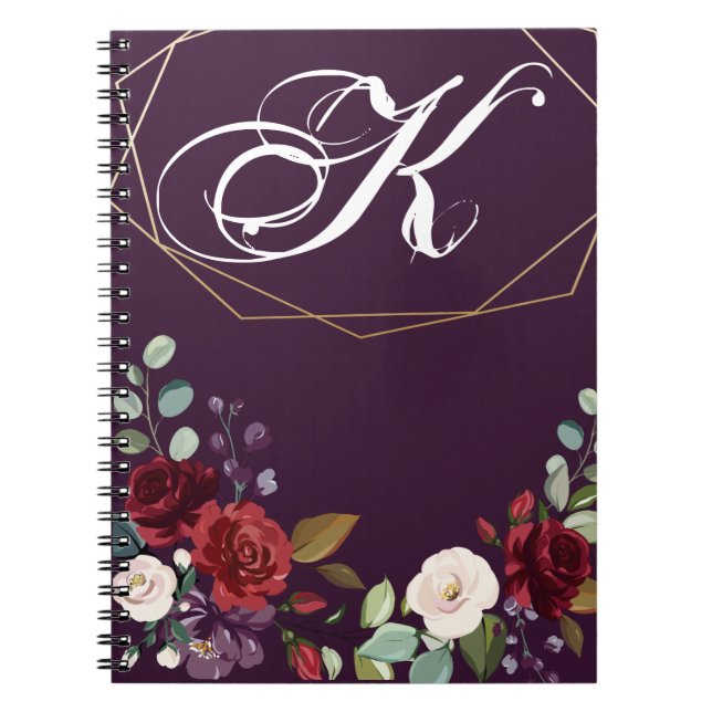 Note personnalisée Livre Plum violet Rose Gold Geo (Devant)