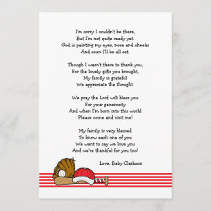 Note rouge de Merci de baby shower de base-ball